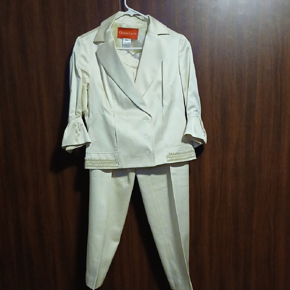 Cream Womens Suit. Christian LACROIX. SILK